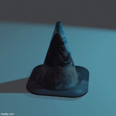 Blue Traffic Cone With Cat Face GIF
