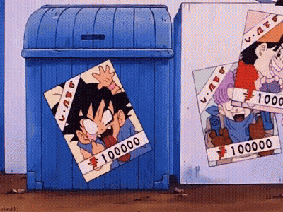 Blue Trash Can With Goku GIF