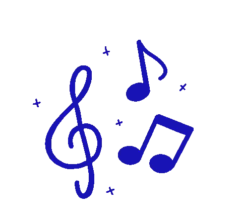 Blue Treble Clef And Music Notes Sticker