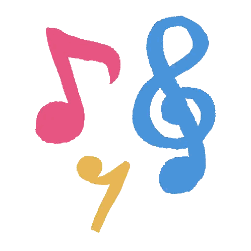 Blue Treble Clef Next To Pink Note Sticker
