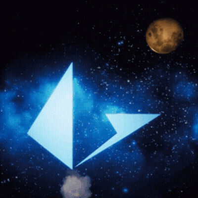 Blue Triangle In Galaxy With Moon GIF