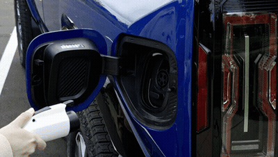 Blue Truck Being Charged With Charger GIF