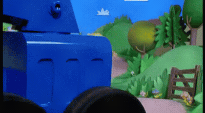 Blue Truck in Cartoon Scene