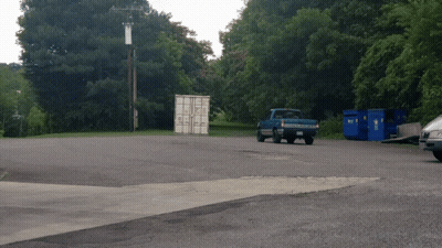Blue Truck Parked With Container GIF