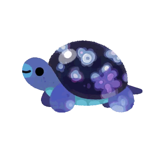 Blue Turtle With Flower Shell Sticker