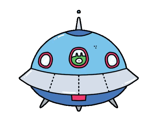 Blue UFO With Green Eye Sticker