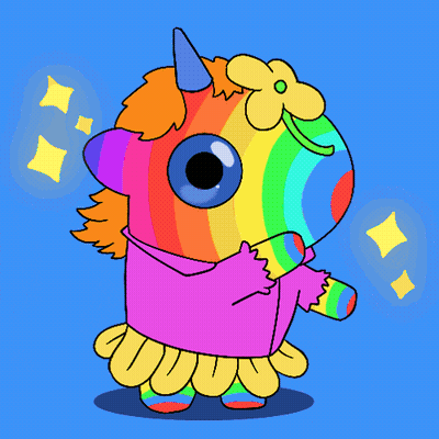 Blue Unicorn With Flower GIF