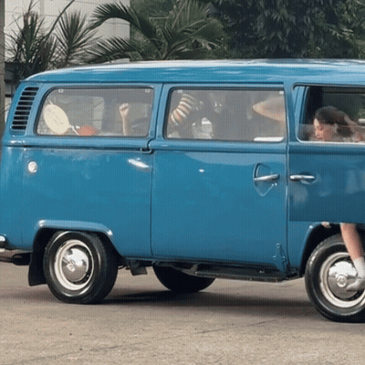 Blue Van With Door Open GIF