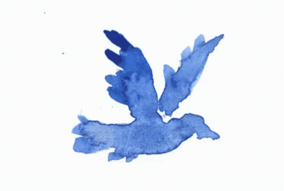 Blue Watercolor Bird Flying GIF