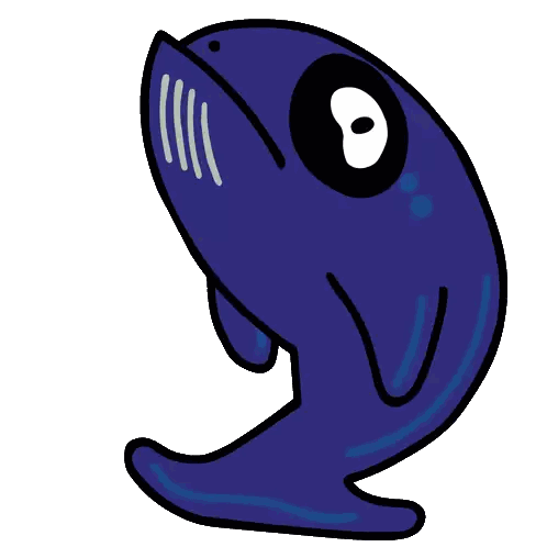 Blue Whale Cartoon With Big Eye Sticker
