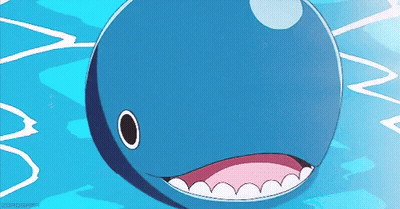Blue Whale With Pink Mouth Swimming GIF