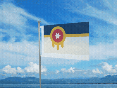 Blue White And Yellow Flag With Red Star GIF