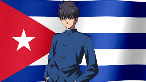 Blue White Flag With Red Star GIF