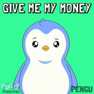 Blue White Penguin Give Me My Money GIF