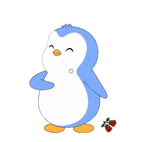 Blue White Penguin Next To Roses Sticker