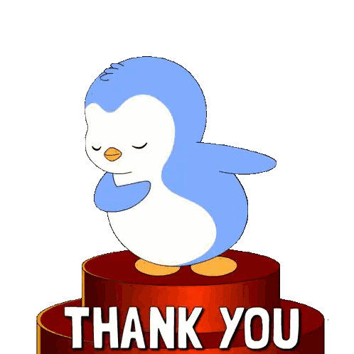 Blue White Penguin On Red Podium Thanks Sticker