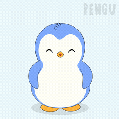 Blue White Penguin Yellow Beak Word Pengu GIF