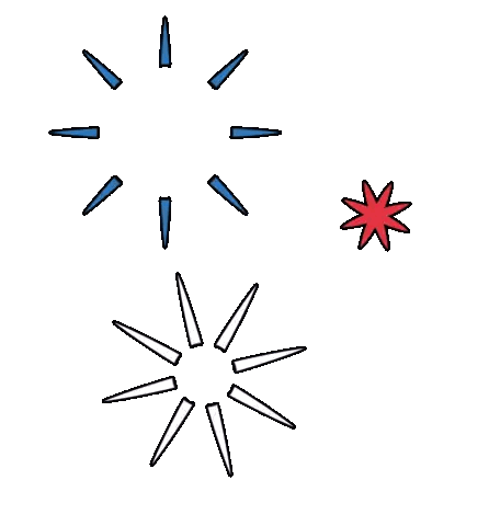 Blue White Red Star With Black Outline Sticker