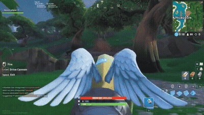 Blue-Winged Bird Fire L-Ctrl Drive Cannon Space Exit GIF