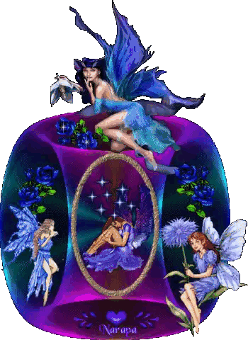 Blue Winged Fairy Sitting On Purple Sphere Naropa Sticker