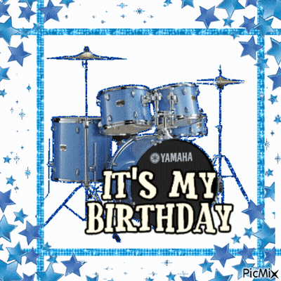Blue Yamaha Drum Set Saying Its My Birthday GIF