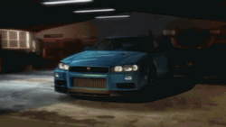 Blue Yellow Nissan Skyline R34 Image Compilation GIF