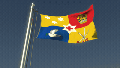Blue Yellow Red Flag With White Dove And Crown GIF