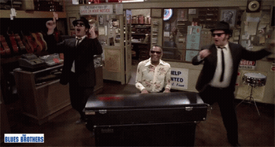 Blues Brothers Poster Three Men Dancing Around Piano Case GIF