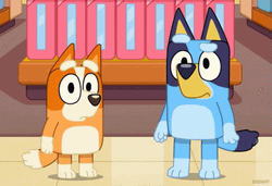 Bluey And Bingo Shocked GIF