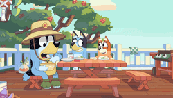 Bluey Bandit And Bingo Eating GIF