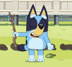 Bluey Dancing With Stick GIF