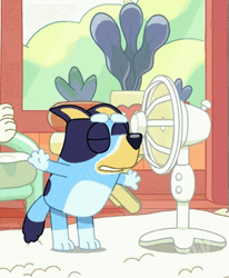 Bluey Staying Cool In The Fan GIF