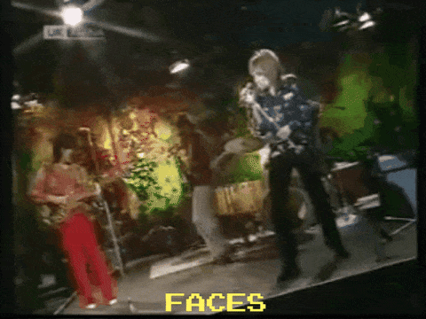 Blurred Band Saying Faces In Yellow GIF