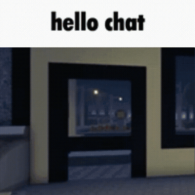 Blurred Building With Hello Chat Above GIF