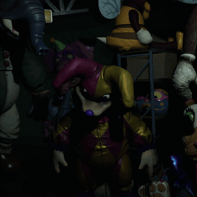 Blurred Cartoon Character In Purple And Yellow Outfit GIF