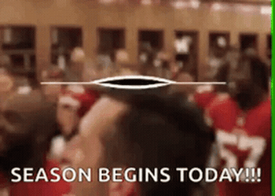 Blurred Football Team In Locker Room Season Begins Today GIF