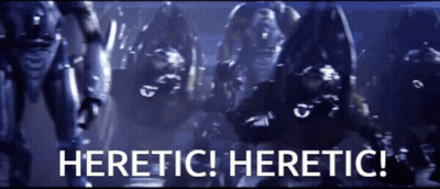 Blurred Group Of People Saying Heretic Heretic GIF