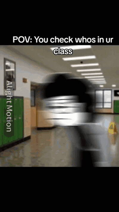 Blurred Hallway You Check Whos In Ur Class GIF