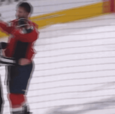 Blurred Hockey Player Holding Another GIF