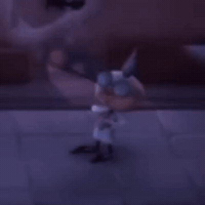 Blurred Person On Purple Tile Floor GIF