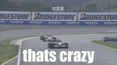 Blurred Race Car Saying That's Crazy GIF