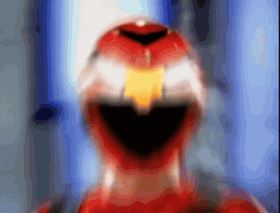 Blurred Red Power Ranger With Yellow Beak GIF