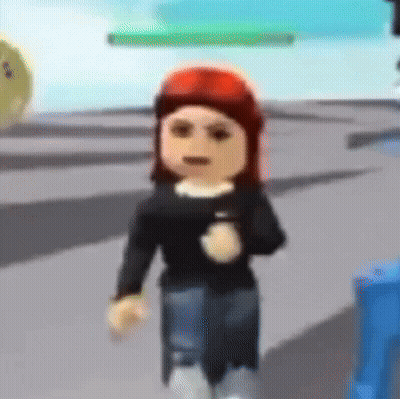 Blurred Roblox Character With Red Hair Walking Down Street GIF