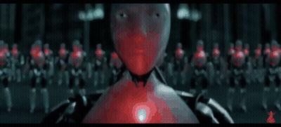 Blurred Robot With Red Light From Chest GIF