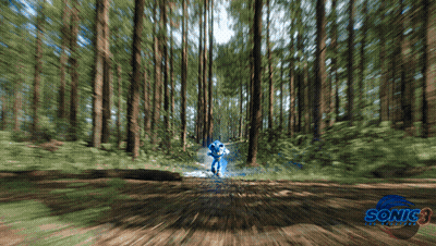 Blurred Sonic The Hedgehog Running Through Forest GIF