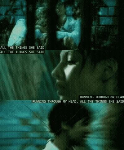 Blurred Woman With Text Running Through My Head All The Things She Said GIF