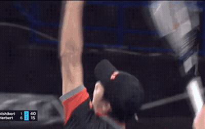 Blurry Baseball Game Nishikori vs Herbert Score 40-15