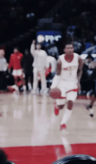 Blurry Basketball Player In White Jersey Number 3 GIF