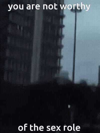 Blurry Building Saying You Are Not Worthy Of The Sex Role GIF