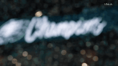 Blurry Champions Text In White GIF